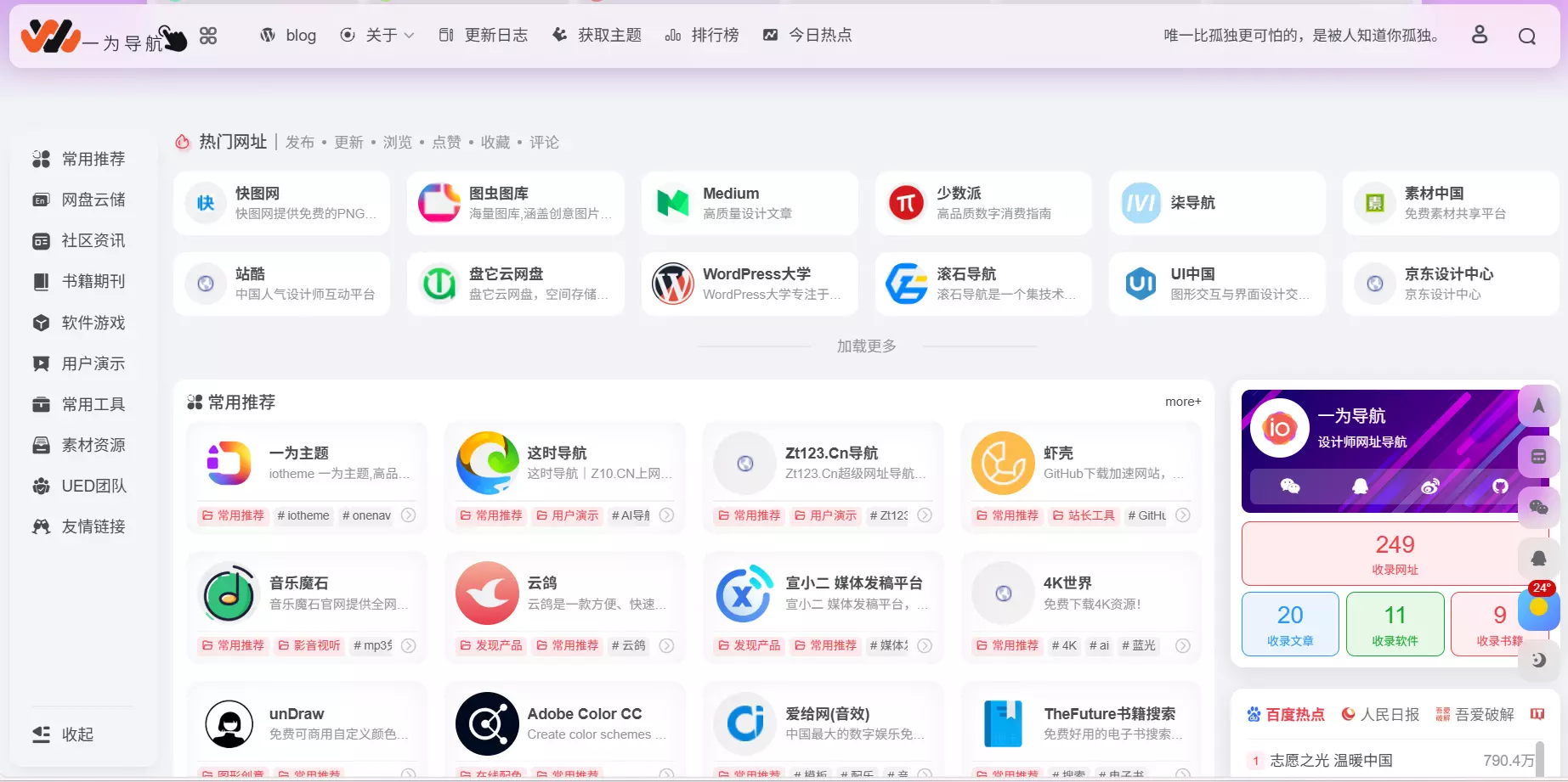 汇集全网优秀的网址导航主题模板和书签管理工具
